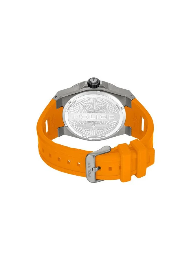 Police orange Men's Dominion Black Dial Silicone Strap Multifunction Watch for Men, 45mm for Men | Best Price UAE